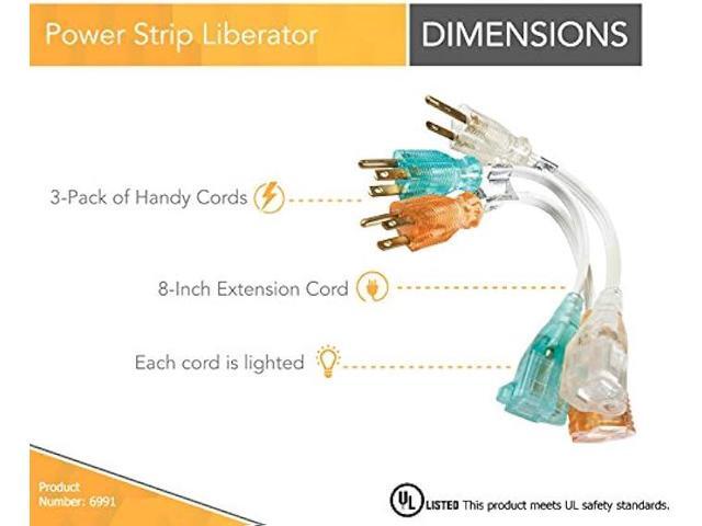 Coleman Cable 6991 16/3 3Pc 8in. Household Cube Tap Extension Cords