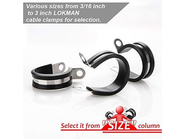 LOKMAN 20 Pack 1/2 Inch Stainless Steel Cable Clamp, Rubber Cushioned Insulated Clamp, Metal Clamp, Tube Holder for Tube, Pipe or Wire Cord...