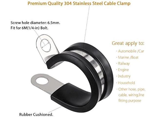 LOKMAN 20 Pack 1/2 Inch Stainless Steel Cable Clamp, Rubber Cushioned Insulated Clamp, Metal Clamp, Tube Holder for Tube, Pipe or Wire Cord...