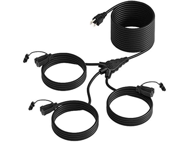 DEWENWILS Outdoor Extension Cord 1 to 3 Splitter for Halloween, 3 Prong Outlets Plugs, Max 28ft End to End (40 FT Total),16/3C SJTW Weatherproof...