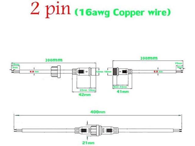 YETOR Waterproof Connectors 2 Wire, 16AWG Male Female Plug LED Connector with 2Pin Waterproof Connectors,IP68 20CM Extension Cable for Car, Truck,...