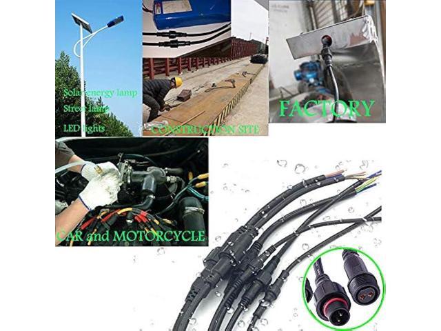 YETOR Waterproof Connectors 2 Wire, 16AWG Male Female Plug LED Connector with 2Pin Waterproof Connectors,IP68 20CM Extension Cable for Car, Truck,...
