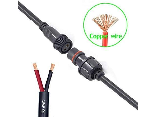 YETOR Waterproof Connectors 2 Wire, 16AWG Male Female Plug LED Connector with 2Pin Waterproof Connectors,IP68 20CM Extension Cable for Car, Truck,...