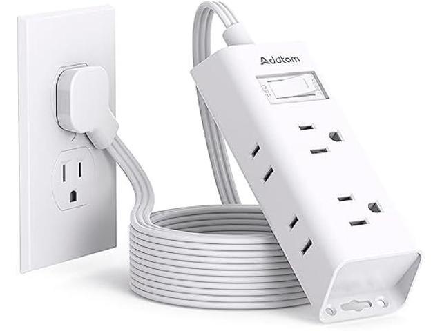 Flat Extension Cord 10 ft - Addtam Flat Plug Power Strip with 6 Outlets Extender, No Surge Protector for Cruise Ship, Dorm Room Travel Essentials,...