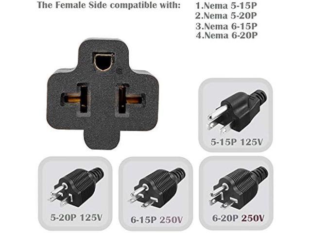Angled Four-in-One Heavy Duty On/Off Switch Extension Cord 12-AWG 15A Household Plug to 20A T Blade Adapter Cable with Heavy Duty 23A 125V Inline...