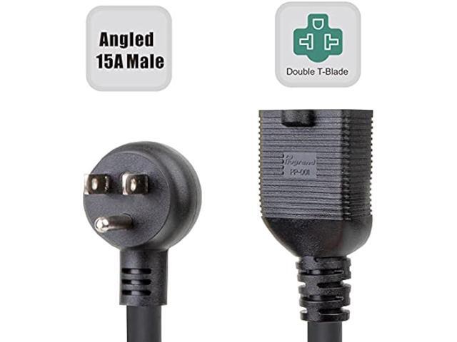 Angled Four-in-One Heavy Duty On/Off Switch Extension Cord 12-AWG 15A Household Plug to 20A T Blade Adapter Cable with Heavy Duty 23A 125V Inline...