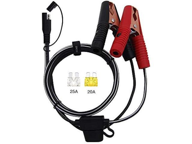 4.9FT 14AWG Battery Alligator Crocodile Clip to SAE Connector Extension Cable,12V SAE Quick Release Adapter to Alligator Clips Quick Disconnect Cable