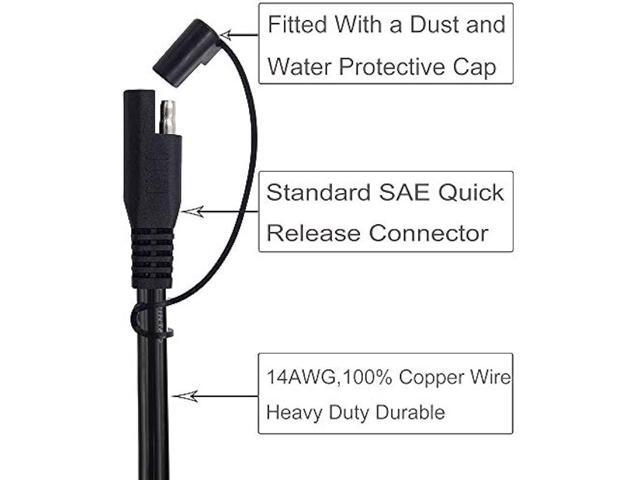 SCCKE 12FT 14AWG Battery Alligator Crocodile Clip to SAE Connector Extension Cable,12V SAE Quick Release Adapter to Alligator Clips Quick...