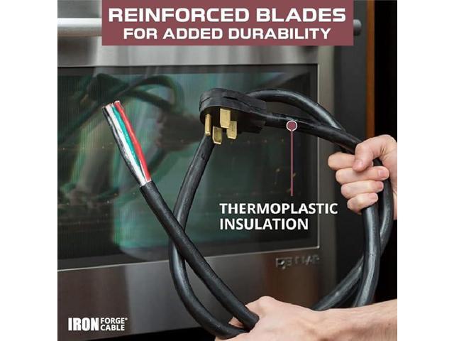 Iron Forge Cable 4 Prong Range Cord 12 Ft - 50 Amp Extension Cord 12 Foot, NEMA 14-50 Plug, 6/8 Range & Stove Cord 4 Prong STW, 125V/250V, 12500...