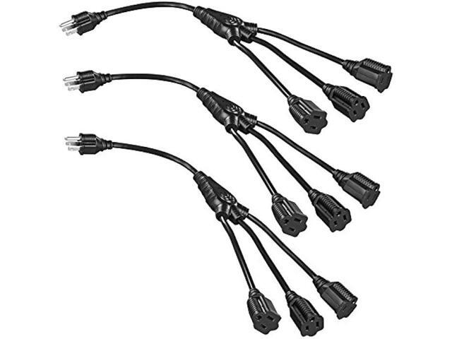 DEWENWILS Extension Cord Splitter 1 to 3, 18 Inch 16/3 Heavy Duty SJTW Wire, 3 Prong Outdoor Power Splitter for Halloween Decor Christmas Lights,...