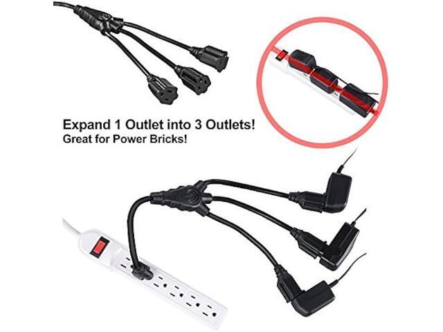 DEWENWILS Extension Cord Splitter 1 to 3, 18 Inch 16/3 Heavy Duty SJTW Wire, 3 Prong Outdoor Power Splitter for Halloween Decor Christmas Lights,...