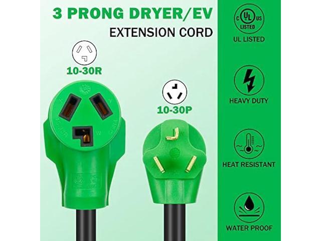 Gerguirry 3 Prong 25 Feet Dryer Extension Cord, 30 Amp NEMA 10-30P to 10-30R Heavy Duty Cord, Use for Dryer Power Extension and Level 2 EV...