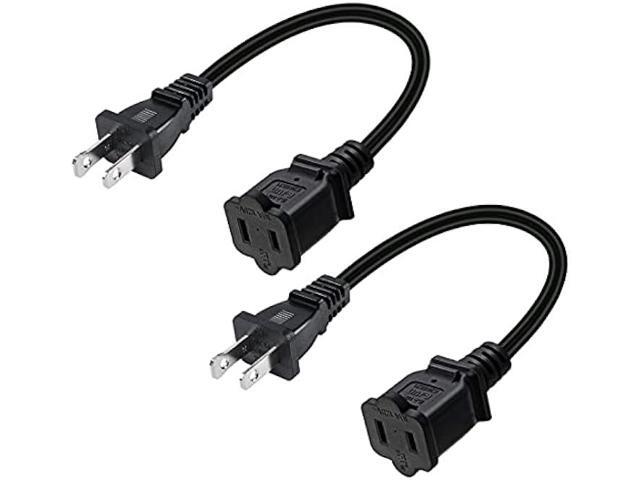 Toptekits 2-Pack Polarized USA Outlet Saver Power Extension Cord Cable 125V 10A 2-Prong 2 Outlets for NEMA 5-15P to NEMA 5-15R (1.6ft/50cm)