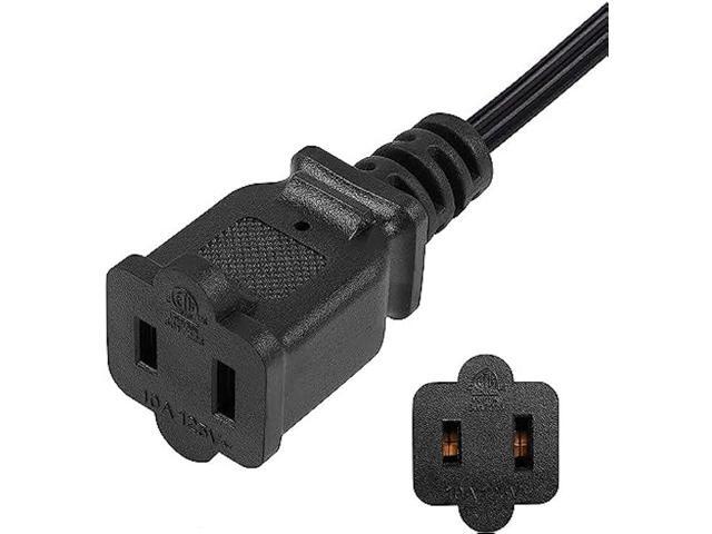 Toptekits 2-Pack Polarized USA Outlet Saver Power Extension Cord Cable 125V 10A 2-Prong 2 Outlets for NEMA 5-15P to NEMA 5-15R (1.6ft/50cm)
