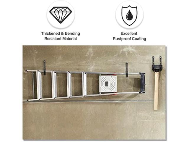 KURUI Ladder Hooks for Garage Wall, 4 Pack Large Garage Storage Hanger for Bike Extension Cord Tool Cable, Wall Mount l Utility Hooks with Wall...