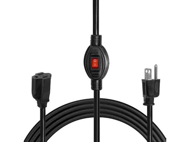 Iron Forge Cable 3 Ft Black Extension Cord with Inline Switch On/Off, 16/3 SJTW 3 Prong with in Line Switch On Off Power -10 AMP Cord - ETL Listed