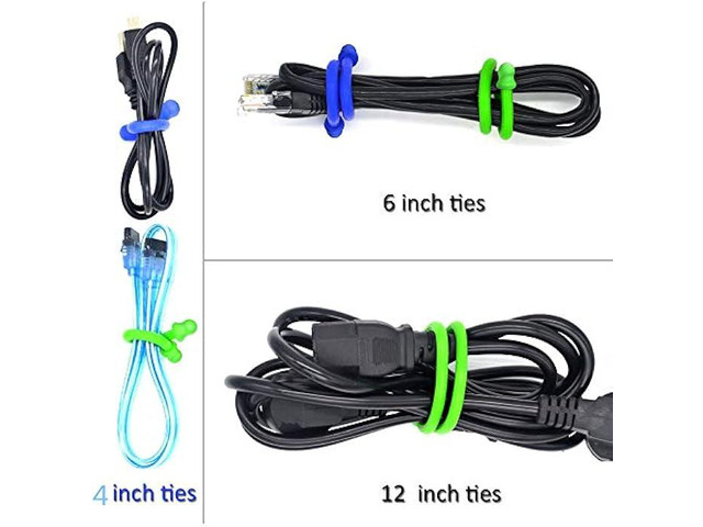 9Pcs 4-Inch, 6-Inch, 12-Inch Original Silicone Cable Tie, Steel-Core Silicone Twist Ties, Reusable Rubber Twist Tie, Cable Tie Straps. (3 Sizes in...