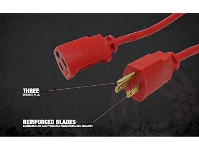 Southwire 2408SW8804 14/3 SJTW ft Vinyl Outdoor All-Purpose Extension Cord Waterproof, 50', Red