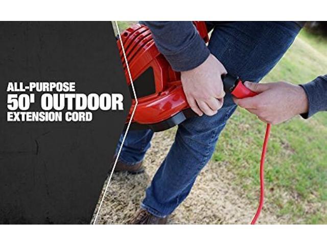Southwire 2408SW8804 14/3 SJTW ft Vinyl Outdoor All-Purpose Extension Cord Waterproof, 50', Red