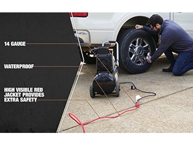 Southwire 2408SW8804 14/3 SJTW ft Vinyl Outdoor All-Purpose Extension Cord Waterproof, 50', Red