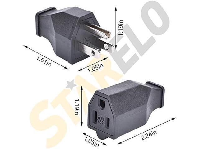 STARELO Extension Cord Ends 125V 15A 2Pole 3Wire Male Plug and Female Connector Straight Blade Plug Replacement Electrical Extension Cord End(Male...