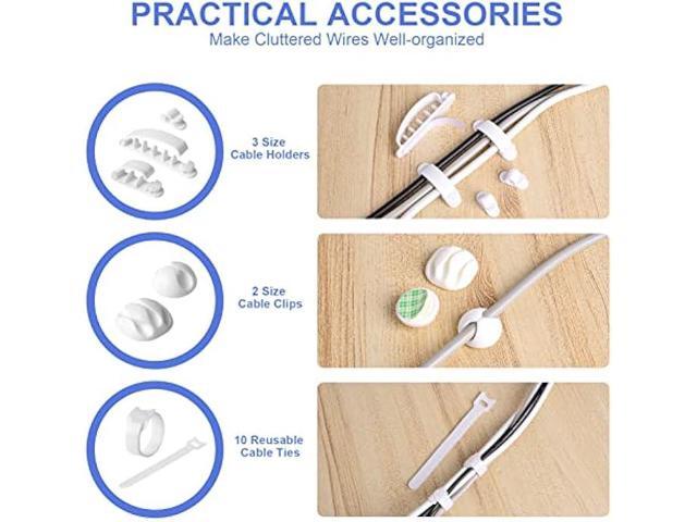 Chouky Cable Organizer Box Set of Three, Power Cover Cord Holder Surge Protector for Desk (White)