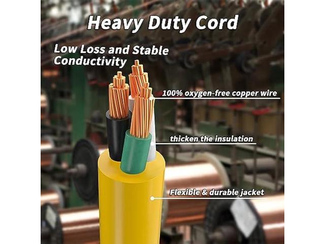 14/3 Gauge Yellow Outdoor Extension Cord 50 ft Waterproof with Lighted Indicator, Cold Weatherproof -40°C, Flexible 3 Prong Extension Cord...