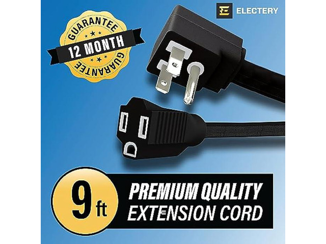 ELECTERY Heavy Duty Appliance Extension Cord, 14 AWG - 3 Prong Grounded Flat Plug, Black Power Wire for Indoor Air Conditioner and All Major...