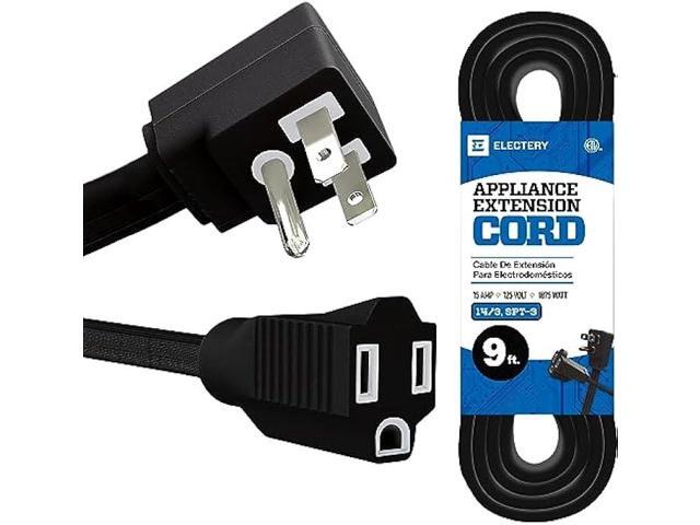 9 FT Air Conditioner and Major Appliance Extension Cord, 14/3 Gauge Heavy Duty 15 Amps SPT-3 Cable, ETL Listed - Black