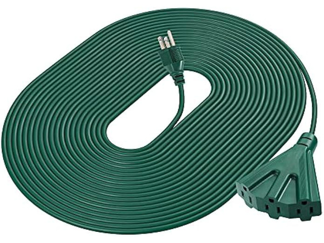 DEWENWILS 50FT Extension Cord for Outdoor Lights, 16/3 SJTW Tri-Tap Power Cable, Waterproof, Heavy Duty 13A/1625W, ETL Listed, Green