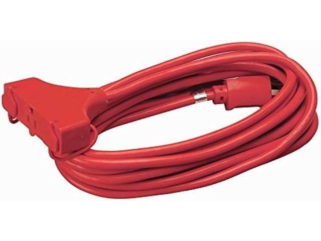 Coleman Cable 4217 14/3 SJTW Vinyl Outdoor Extension Cord, Red, 3-Outlet, 25-Foot
