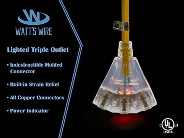 50 ft - 14 Gauge Retractable Extension Cord Reel - Heavy Duty Cable Reel w/Multi Outlet Lighted Receptacle - Premium Grade 13 Amp Extension Cord...