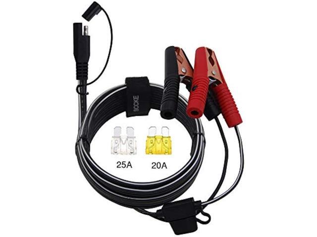 10FT 14AWG Battery Alligator Crocodile Clip to SAE Connector Extension Cable,12V SAE Quick Release Adapter to Alligator Clips Quick Disconnect Cable