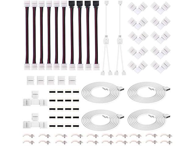 4Pin RGB LED Strip Connector Kit - Include 5050 2 Way RGB Splitter Cable, 6.6feet RGB Extension Cable, RGB Controller Jumper, LED RGB Jumper, L and...
