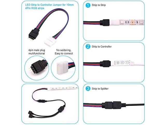 iCreating 5050 4Pin LED Strip Connector Kit 10mm RGB 4 Pin LED Connector Accessories Kit Include L LED Connectors for Strip Lights, 4-pin LED Light...