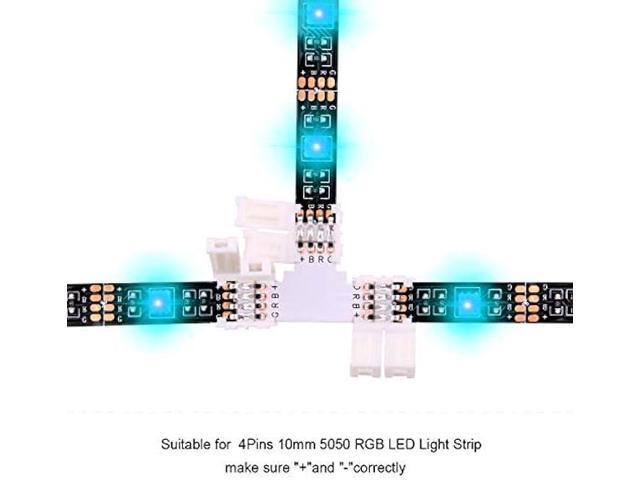 iCreating 5050 4Pin LED Strip Connector Kit 10mm RGB 4 Pin LED Connector Accessories Kit Include L LED Connectors for Strip Lights, 4-pin LED Light...