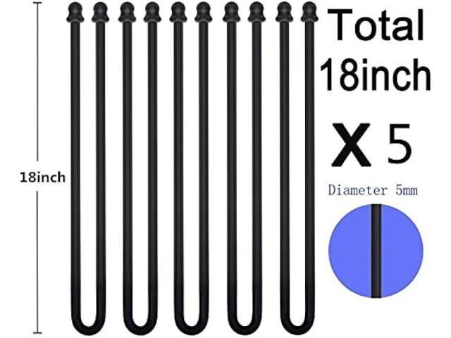 5Pcs 18-Inch Original Silicone, Steel-Core, Reusable Rubber Twist Tie, Cable Tie Straps. (Black 18-Inch) for Organizing. (Dia 5mm).