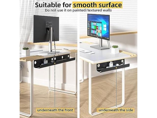 Yecaye 2 Pack Cable Management Under Desk, 31.5 in Under Desk Cable Management Tray, Cable Hider, Cord Organizer for Desk, No Screw No Drill Cable...