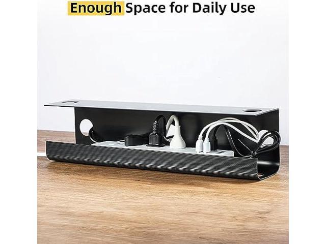 Yecaye 2 Pack Cable Management Under Desk, 31.5 in Under Desk Cable Management Tray, Cable Hider, Cord Organizer for Desk, No Screw No Drill Cable...