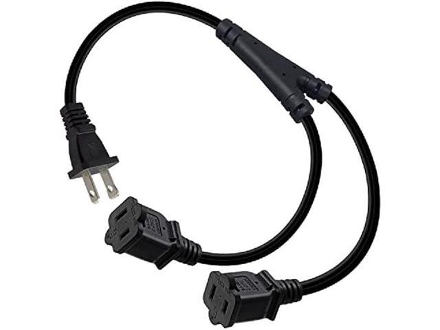 1-15P to Dual 1-15R Splitter Cord,2-Prong Extension Cord US AC 2-Prong Male and Female Power Cable SPT2 18AWG 10A/125V, 2-Outlet Saver Power...