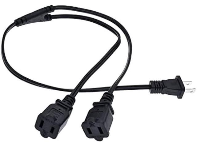 1-15P to Dual 1-15R Splitter Cord,2-Prong Extension Cord US AC 2-Prong Male and Female Power Cable SPT2 18AWG 10A/125V, 2-Outlet Saver Power...
