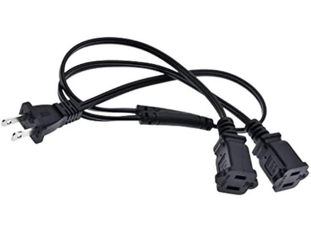 1-15P to Dual 1-15R Splitter Cord,2-Prong Extension Cord US AC 2-Prong Male and Female Power Cable SPT2 18AWG 10A/125V, 2-Outlet Saver Power...