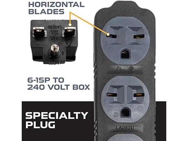Iron Forge Cable 220/240 Volt Extension Cord, 10 Ft - 14/3 SJTW 6-15P Male Plug to Three Box Outlets