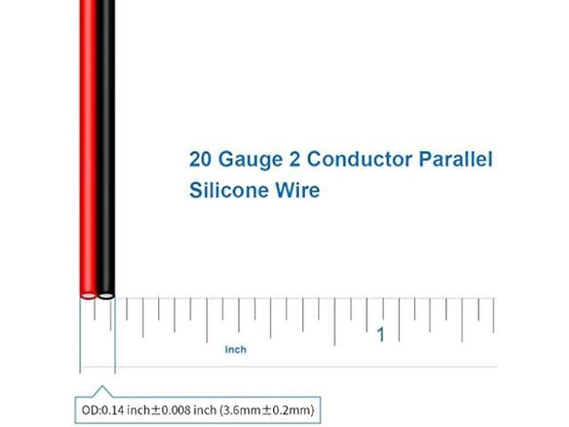 BNTECHGO 20 Gauge Flexible 2 Conductor Parallel Silicone Wire Spool Red Black High Resistant 200 deg C 600V for Single Color LED Strip Extension...