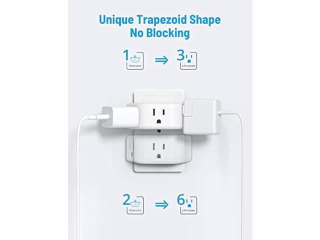 Multi Plug Outlet Extender 2 Pack - TROND Electrical Wall Outlet Splitter, 3 Way Outlet Wall Adapter, Cruise Essentials, Small Multiple Plug...