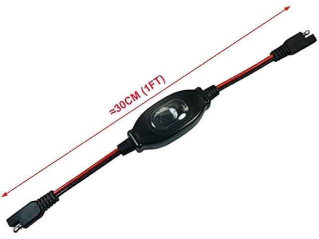 FILSHU SAE Extension Cable 16 AWG Wire Harness 12V-24V DC SAE to SAE Cable with ON/Off Switch Quick Connect/Disconnect Snap Action Cable for...