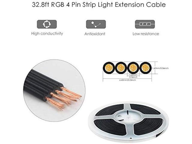 RGBZONE 10M/33FT 22AWG 4pin LED Light Strip Cable Cord, LED Electric Wire 22 Gauge, PVC Plastic Flexible Conductor Extension Cable Line Cord for...