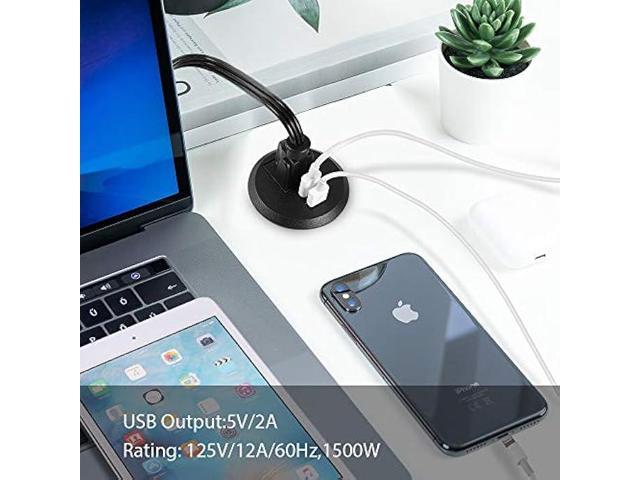 Desktop Power Grommet,2inch Hole Table Power Grommet Outlet with 2 USB Charging Ports,6.5ft Extension Cord Desk Power Strip with 1 Outlets for...