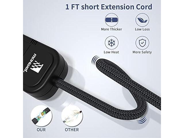 Small Power Strip Black Outlet - 1FT Heavy Duty Power Extension Cord, Mini Size Portable 3 Outlet Power Strip for Office,Computer,Home...