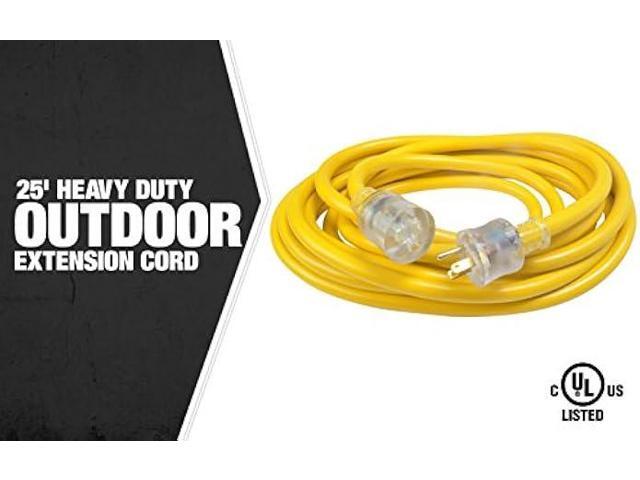 Coleman Cable 02687 10/3 Vinyl Outdoor Extension Cord with Lighted End; 25-Foot